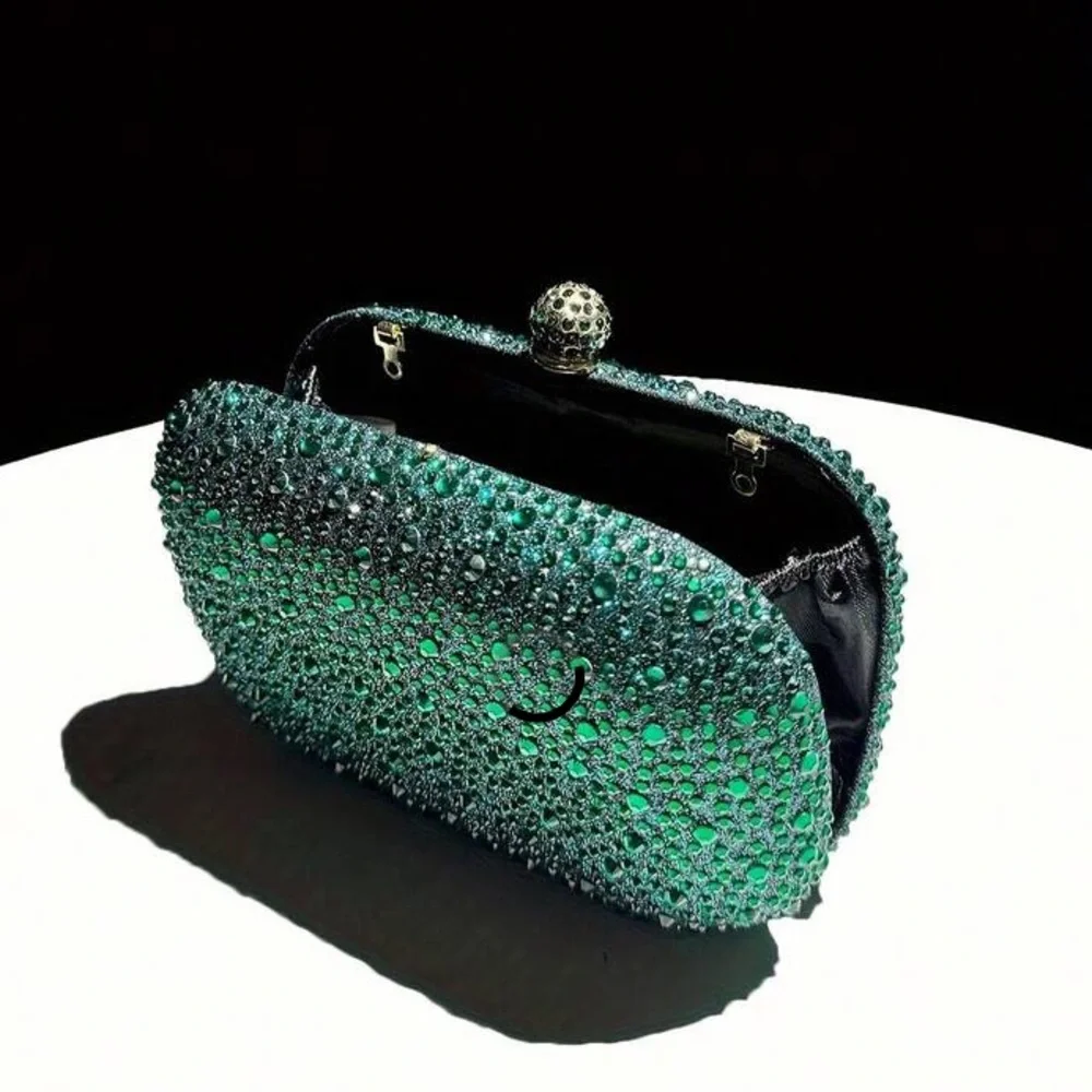 Elegant Red Crystal Evening Clutch